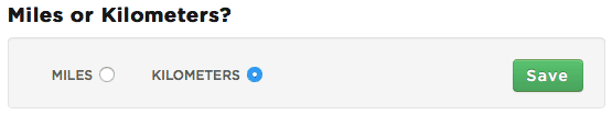 Miles or Kilometers UI