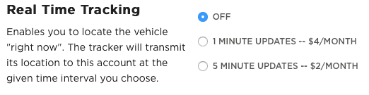 Real time update frequency choice